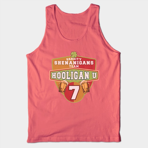 Hooligans University Varsity Shenanigans Team Lucky 7 Shamrock Tank Top by SeaLAD